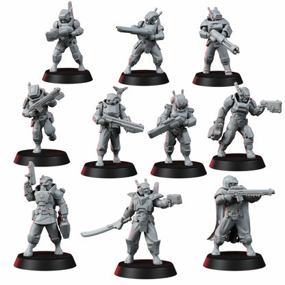 Tuai Division Squad, proxy miniature, 28mm heroic scale unpainted resin