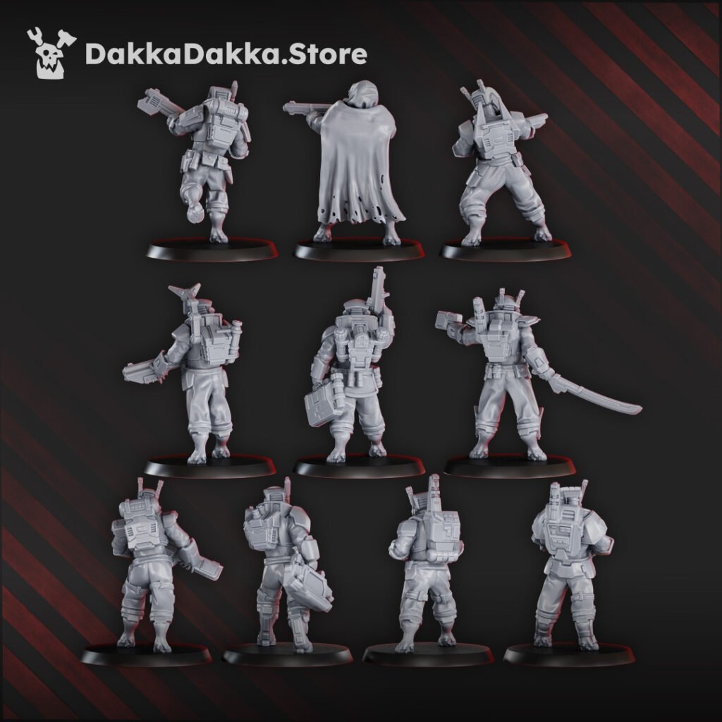 Tuai Division Squad, proxy miniature, 28mm heroic scale unpainted resin, view 3