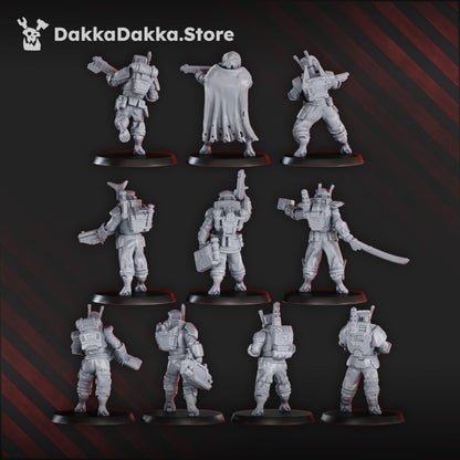 Tuai Division Squad, proxy miniature, 28mm heroic scale unpainted resin, view 3