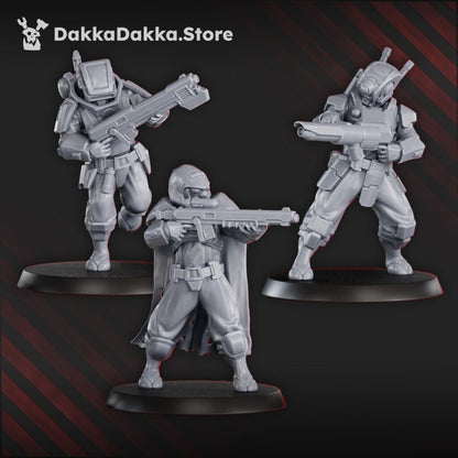 Tuai Division Squad, proxy miniature, 28mm heroic scale unpainted resin, view 4
