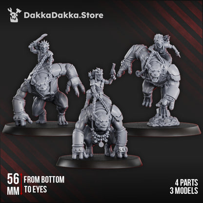 Tuai Mar-Duk Tribe Furybeasts Squad, proxy miniature, 28mm heroic scale unpainted resin, view 2
