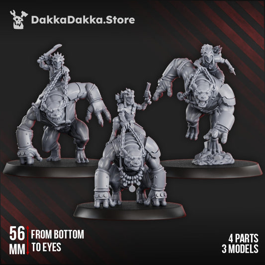 Tuai Mar-Duk Tribe Furybeasts Squad, proxy miniature, 28mm heroic scale unpainted resin, view 2