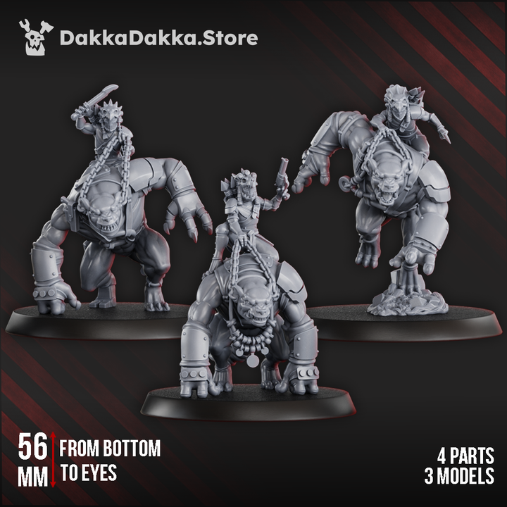 Tuai Mar-Duk Tribe Furybeasts Squad, proxy miniature, 28mm heroic scale unpainted resin, view 4