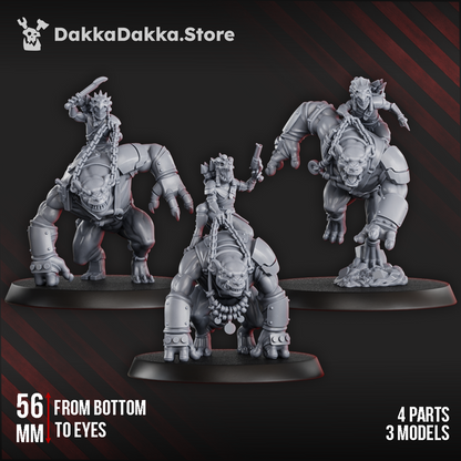 Tuai Mar-Duk Tribe Furybeasts Squad, proxy miniature, 28mm heroic scale unpainted resin, view 4