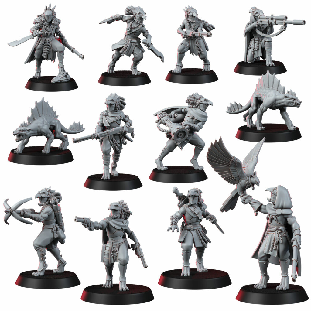 Tuai Mar-Duk Tribe Liquidation Squad, proxy miniature, 28mm heroic scale unpainted resin