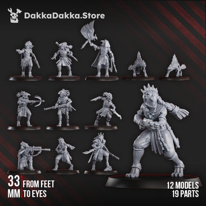 Tuai Mar-Duk Tribe Liquidation Squad, proxy miniature, 28mm heroic scale unpainted resin, view 2