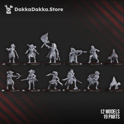Tuai Mar-Duk Tribe Liquidation Squad, proxy miniature, 28mm heroic scale unpainted resin, view 3