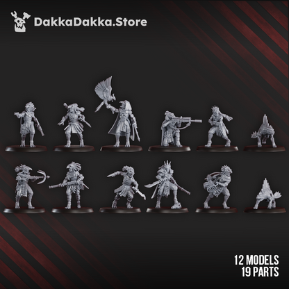 Tuai Mar-Duk Tribe Liquidation Squad, proxy miniature, 28mm heroic scale unpainted resin, view 7