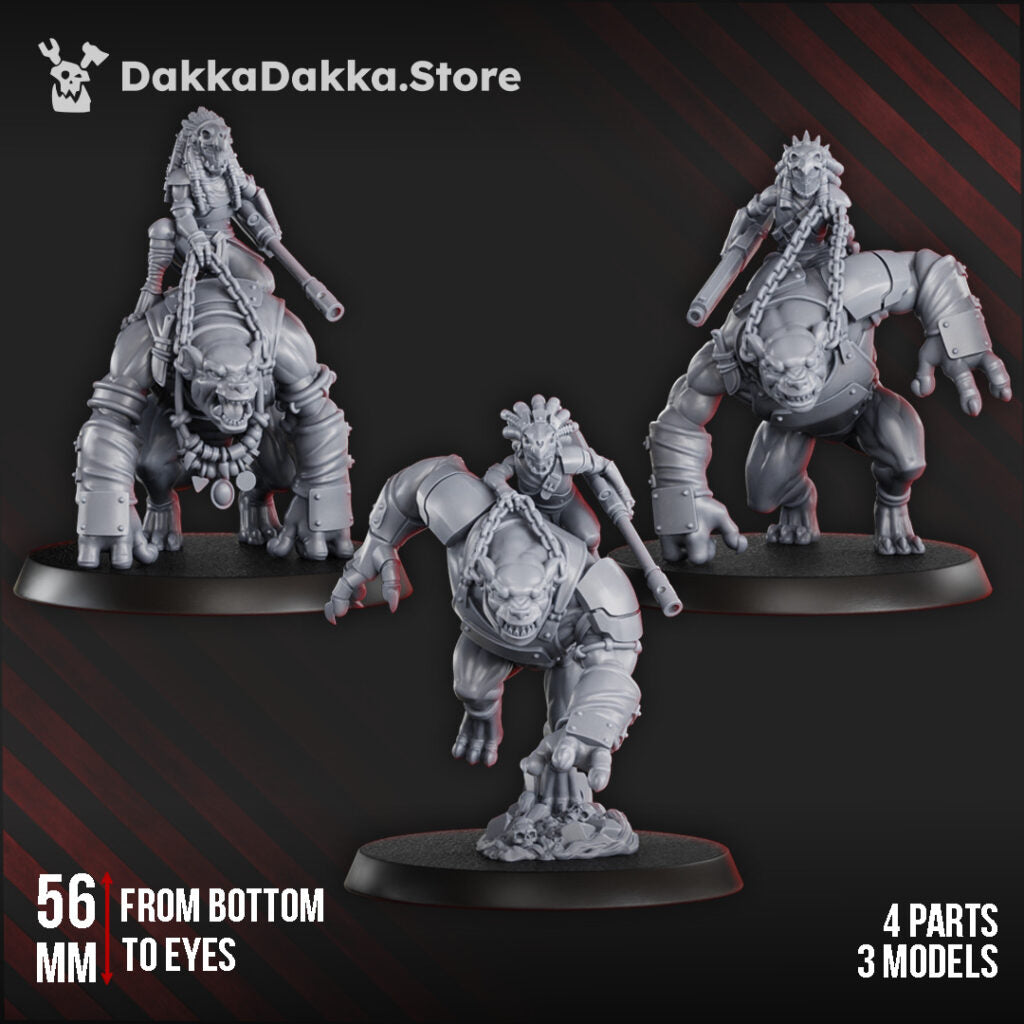 Tuai Mar-Duk Tribe Riders Squad, proxy miniature, 28mm heroic scale unpainted resin, view 2