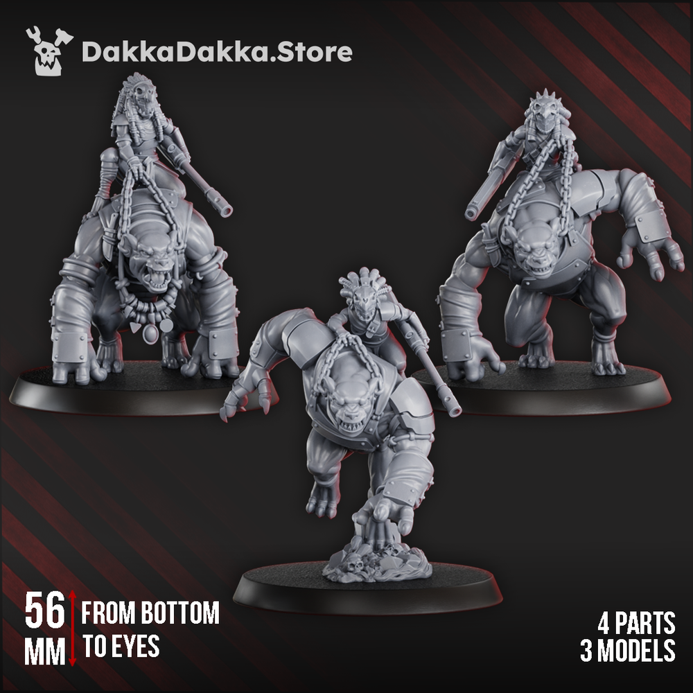 Tuai Mar-Duk Tribe Riders Squad, proxy miniature, 28mm heroic scale unpainted resin, view 6