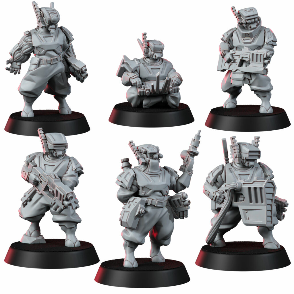 Tuai Operations Team V1, proxy miniature, squad, 28mm heroic scale unpainted resin