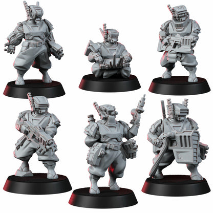 Tuai Operations Team V1, proxy miniature, squad, 28mm heroic scale unpainted resin