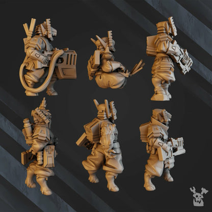 Tuai Operations Team V1, proxy miniature, squad, 28mm heroic scale unpainted resin, view 3