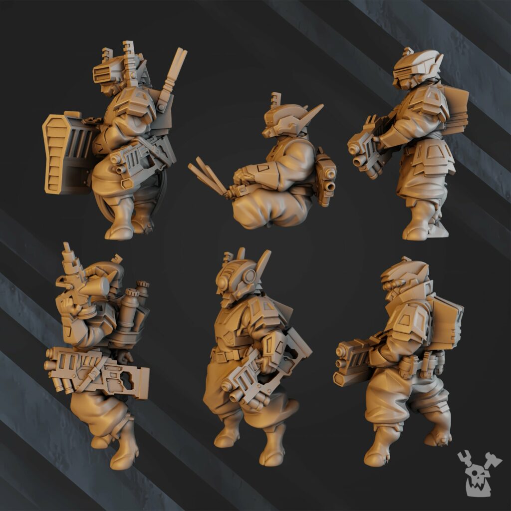Tuai Operations Team V1, proxy miniature, squad, 28mm heroic scale unpainted resin, view 4