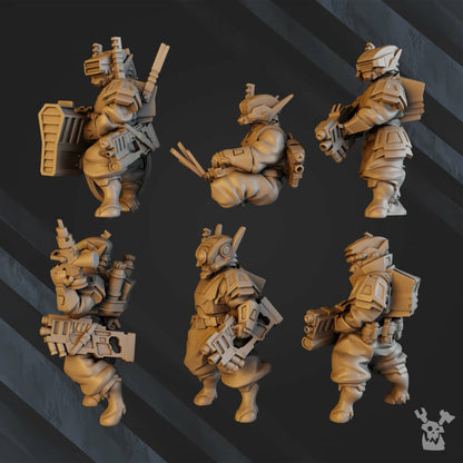 Tuai Operations Team V1, proxy miniature, squad, 28mm heroic scale unpainted resin, view 4