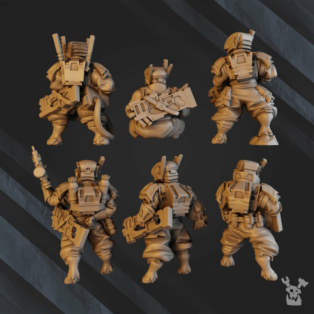 Tuai Operations Team V1, proxy miniature, squad, 28mm heroic scale unpainted resin, view 5