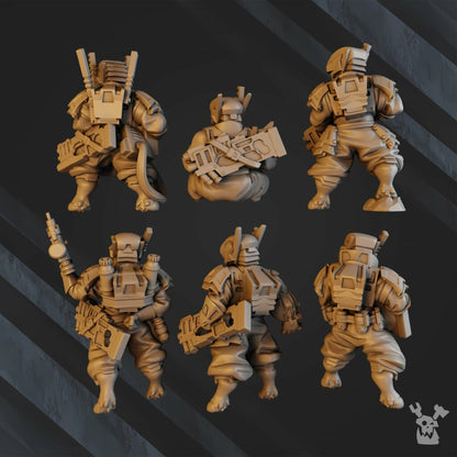 Tuai Operations Team V1, proxy miniature, squad, 28mm heroic scale unpainted resin, view 5