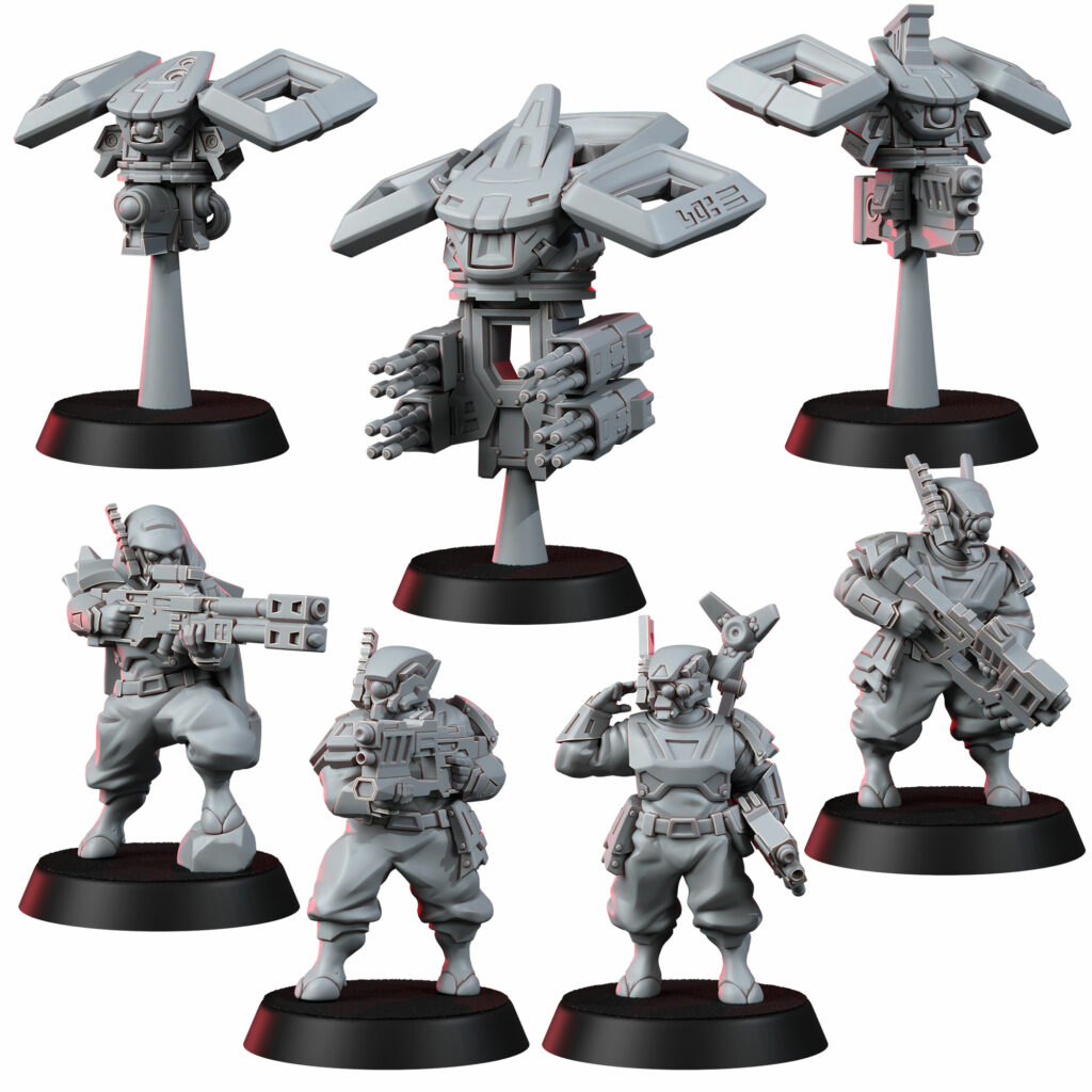 Tuai Operations Team V2, proxy miniature, squad, 28mm heroic scale unpainted resin
