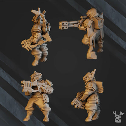 Tuai Operations Team V2, proxy miniature, squad, 28mm heroic scale unpainted resin, view 4