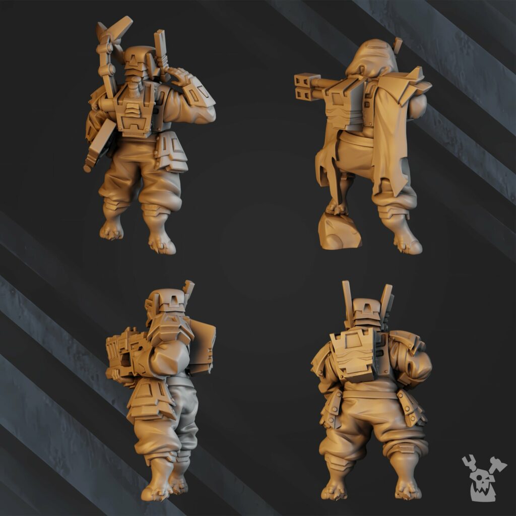Tuai Operations Team V2, proxy miniature, squad, 28mm heroic scale unpainted resin, view 5