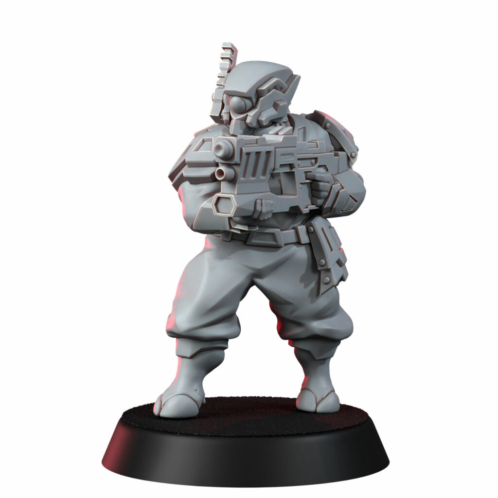 Tuai Operations Team V2, proxy miniature, squad, 28mm heroic scale unpainted resin, view 6