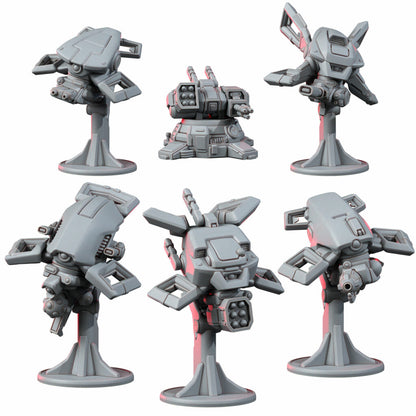 Tuai Robot Planes And Turret, proxy miniature, artillery, 28mm heroic scale unpainted resin