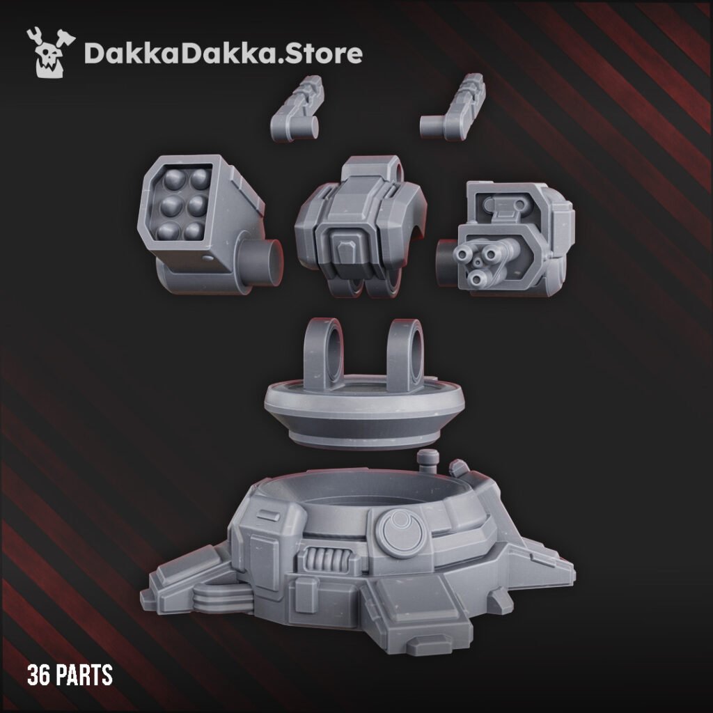 Tuai Robot Planes And Turret, proxy miniature, artillery, 28mm heroic scale unpainted resin, view 5