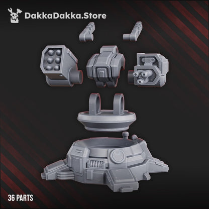 Tuai Robot Planes And Turret, proxy miniature, artillery, 28mm heroic scale unpainted resin, view 5