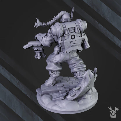 Tuai Wanderer, proxy miniature, 28mm heroic scale unpainted resin, view 4