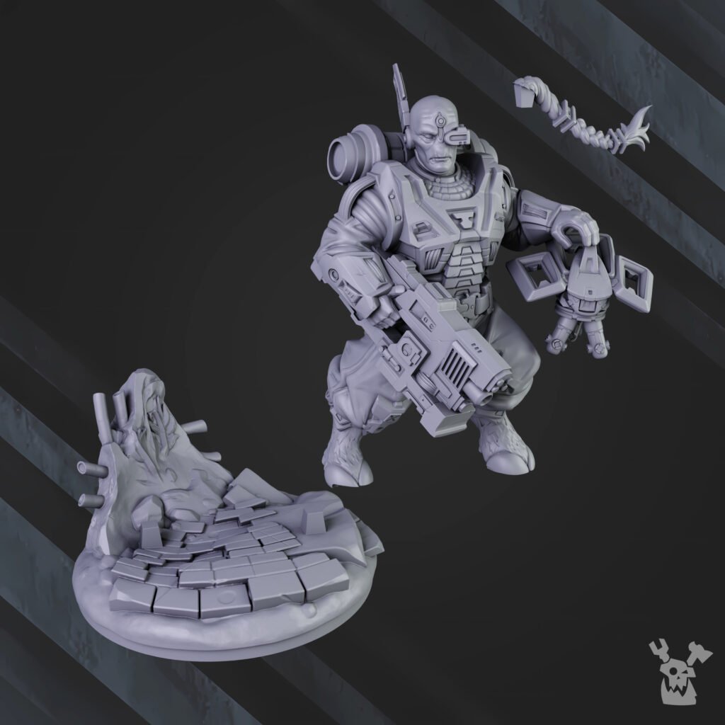 Tuai Wanderer, proxy miniature, 28mm heroic scale unpainted resin, view 6