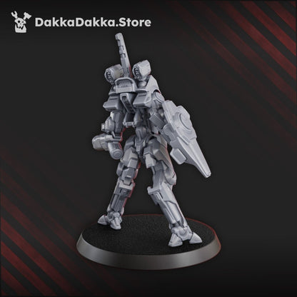 Tuai Warfielder MK III, proxy miniature, 28mm heroic scale unpainted resin, view 3
