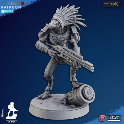 Tuai Tribal Chief V2, proxy miniature, character, 28mm heroic scale unpainted resin, view 2
