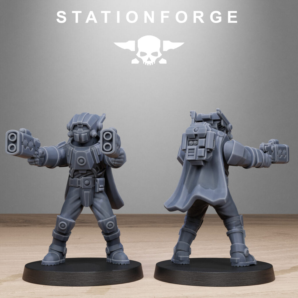 Tuai Clone Pistoleers, proxy miniature, 28mm heroic scale unpainted resin, view 3