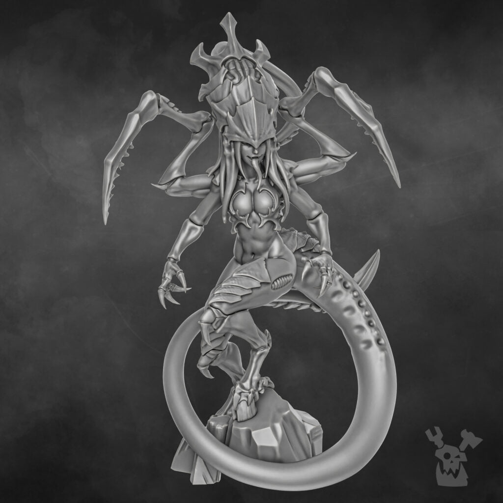 Bio Swarm Hive Queen (100Mm), proxy miniature, character, 28mm heroic scale unpainted resin, view 3