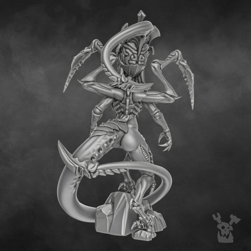 Bio Swarm Hive Queen (100Mm), proxy miniature, character, 28mm heroic scale unpainted resin, view 4