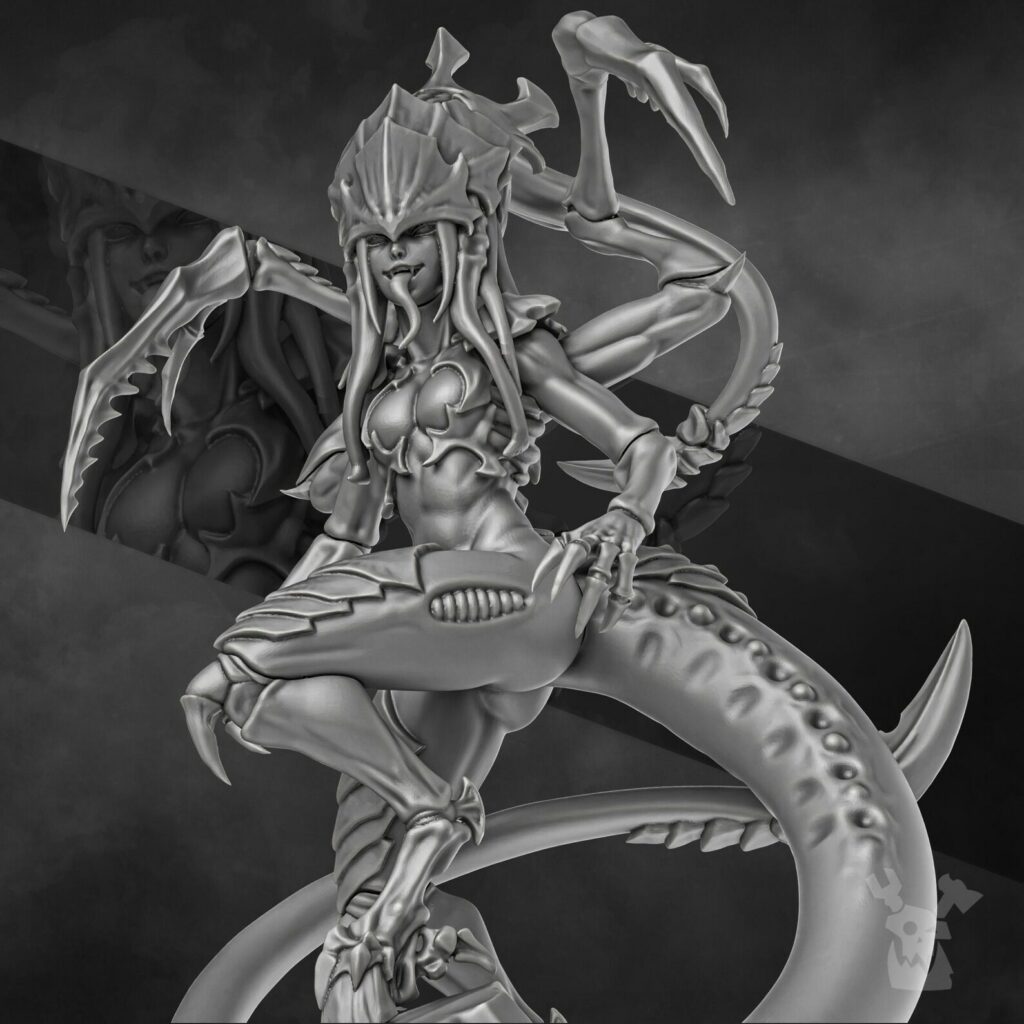 Bio Swarm Hive Queen (65Mm), proxy miniature, character, 28mm heroic scale unpainted resin, view 2