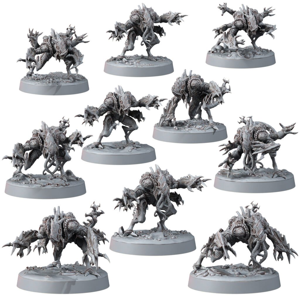 Bio Swarm Genoextractors Modular Kit (10 Units), proxy miniature, squad, 28mm heroic scale unpainted resin, view 2