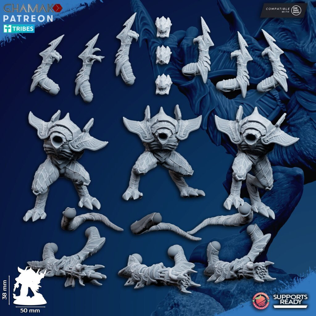Bio Swarm Guards (3 Units), proxy miniature, squad, 28mm heroic scale unpainted resin, view 10