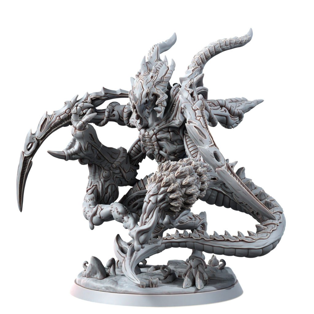 Bio Swarm Warrior Gvinevra, proxy miniature, monster, 28mm heroic scale unpainted resin, view 2