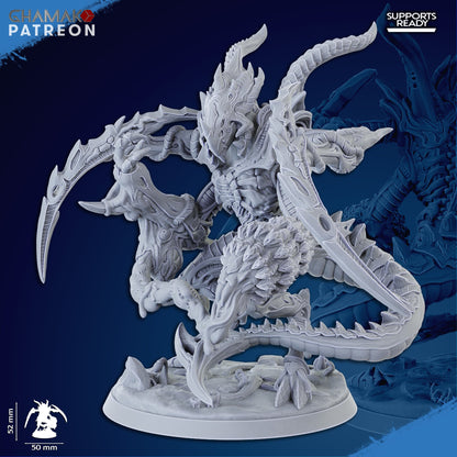 Bio Swarm Warrior Gvinevra, proxy miniature, monster, 28mm heroic scale unpainted resin, view 3