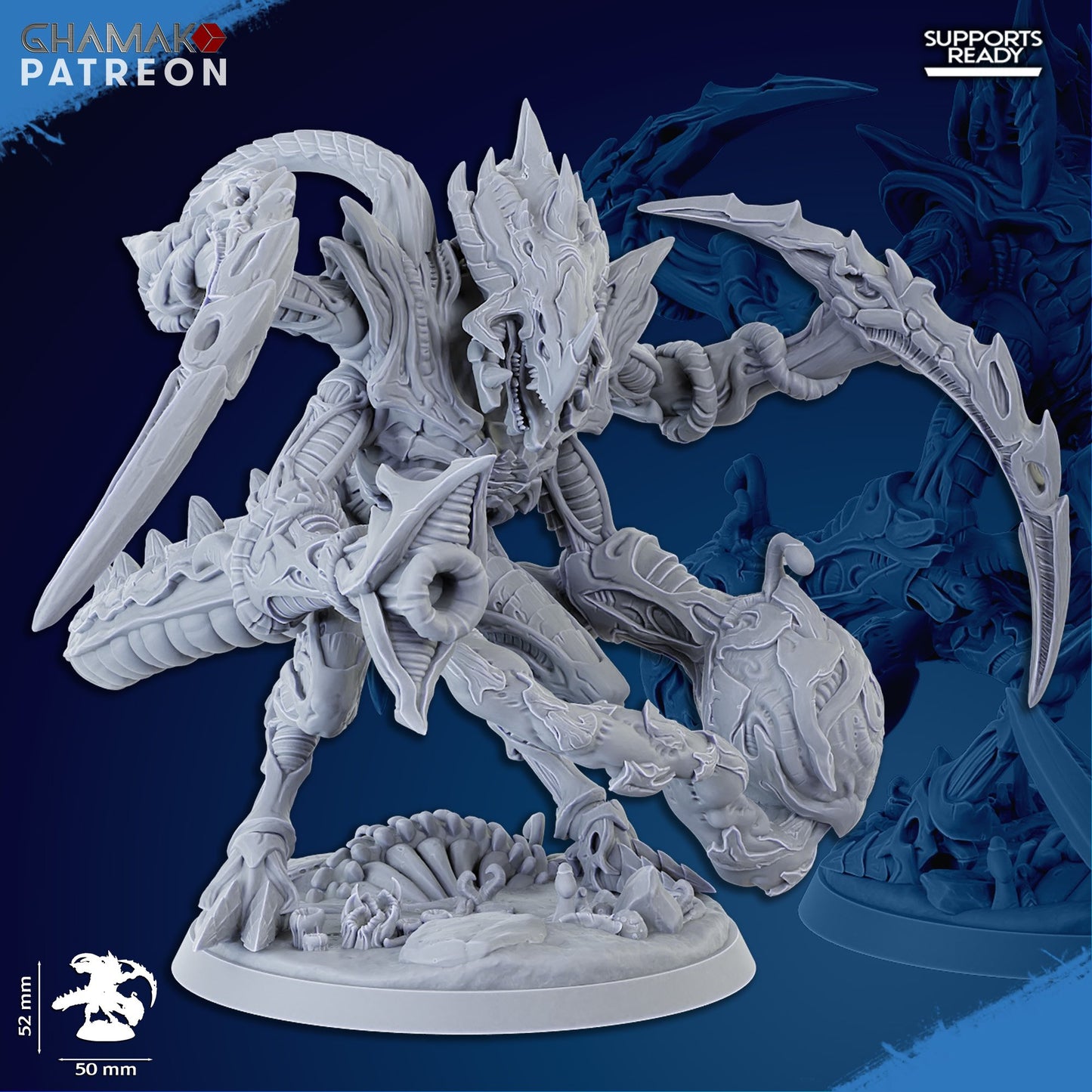 Bio Swarm Warrior Lacarix, proxy miniature, monster, 28mm heroic scale unpainted resin, view 3