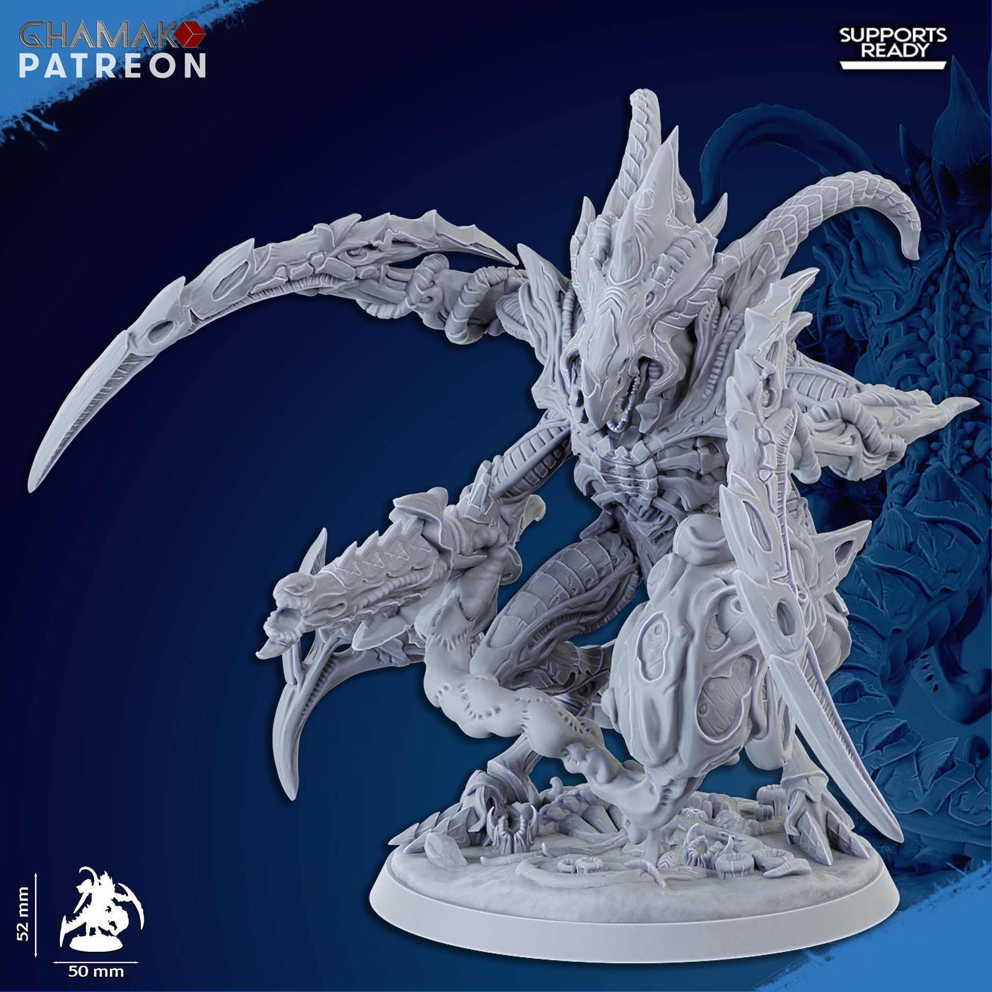 Bio Swarm Warrior Mortaliz, proxy miniature, monster, 28mm heroic scale unpainted resin, view 3