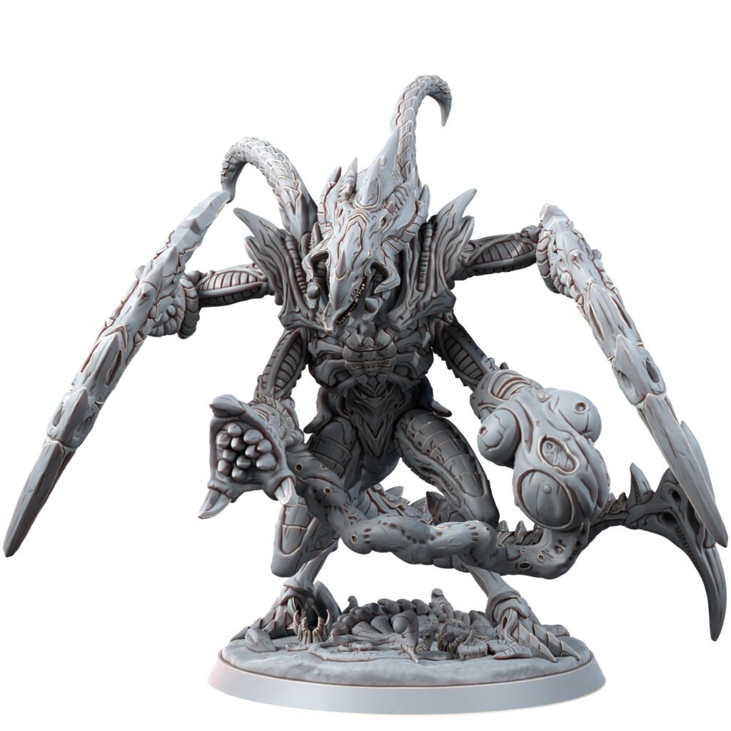 Bio Swarm Warrior Timeox, proxy miniature, monster, 28mm heroic scale unpainted resin, view 2