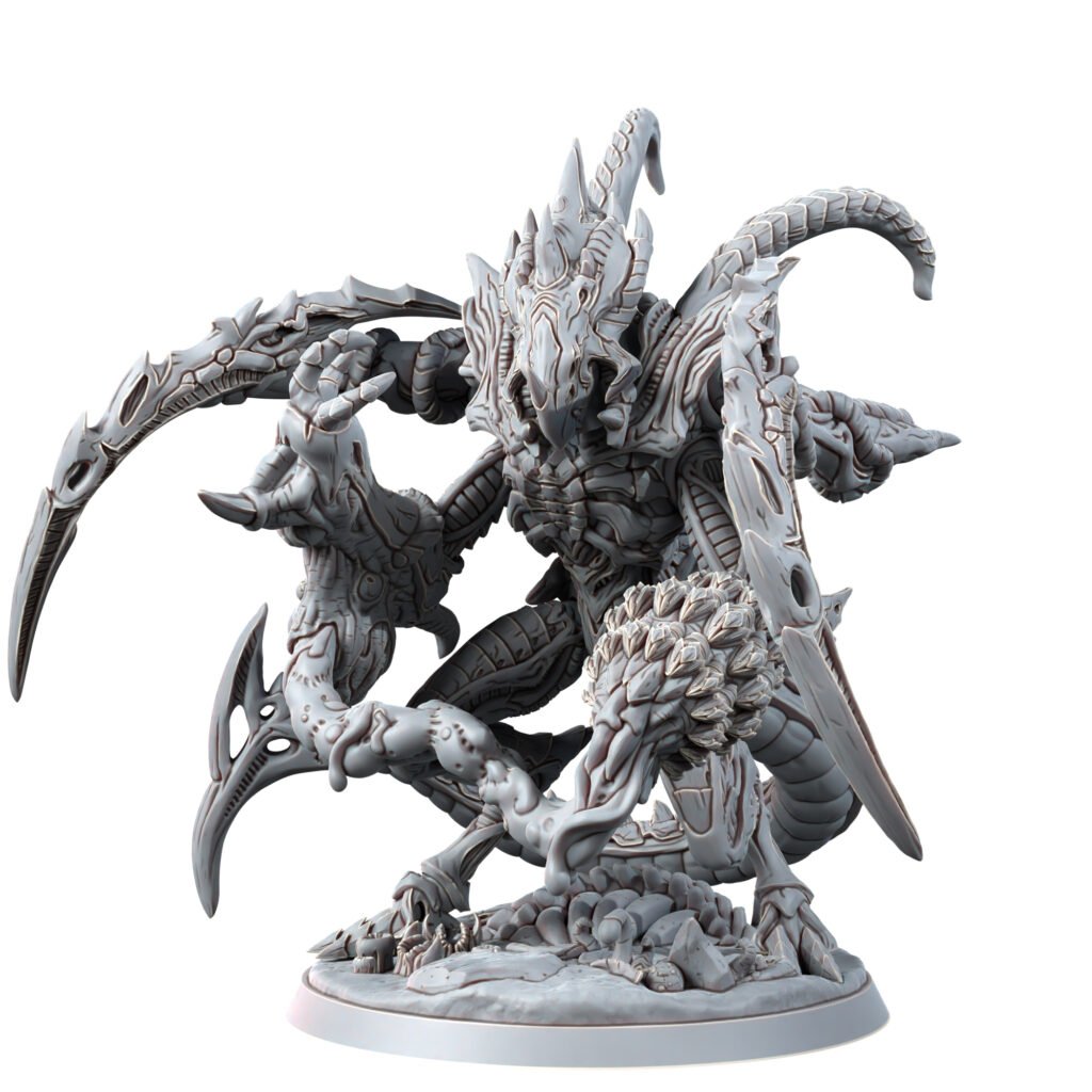 Bio Swarm Warrior Xanaxos, proxy miniature, monster, 28mm heroic scale unpainted resin, view 2