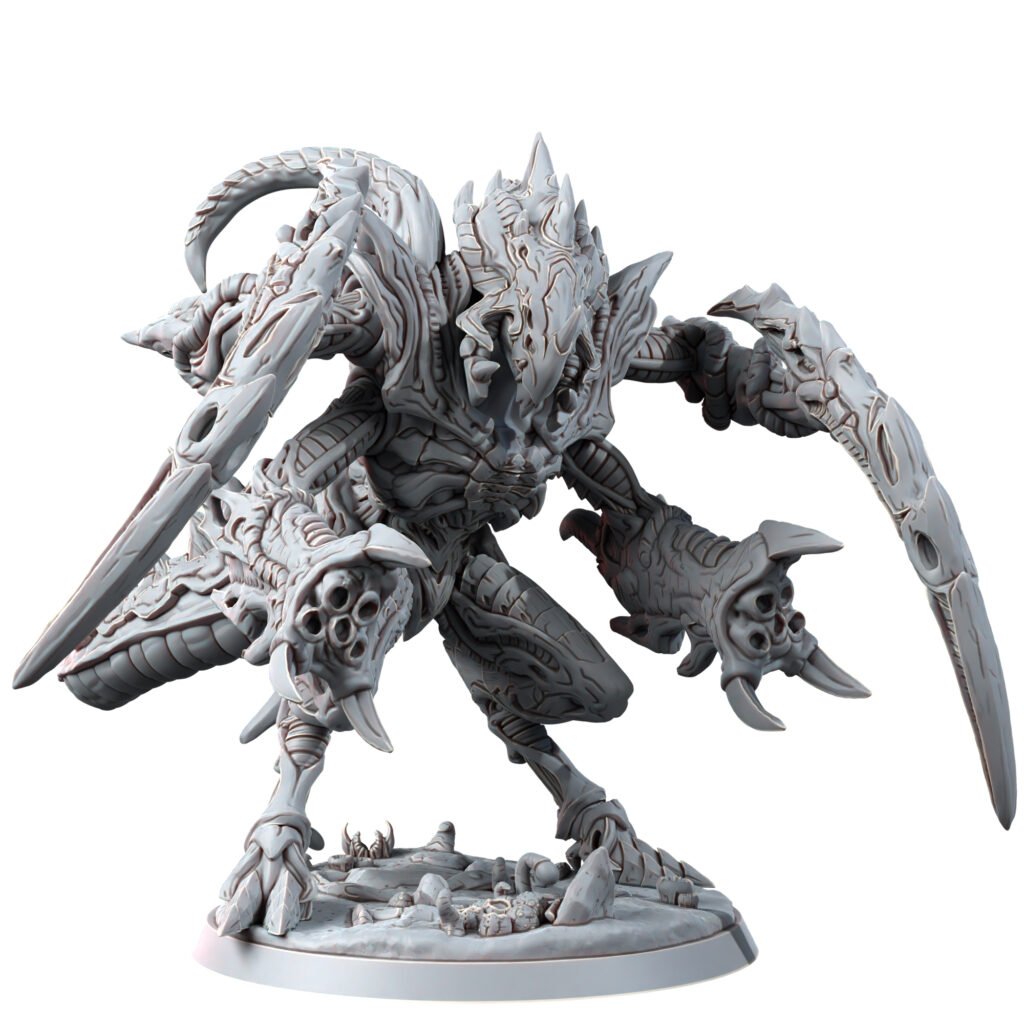 Bio Swarm Warrior Zendalion, proxy miniature, monster, 28mm heroic scale unpainted resin, view 2
