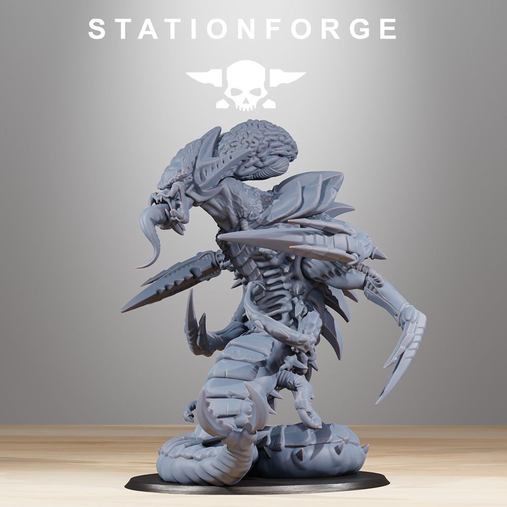 Bio Swarm Brainiac, proxy miniature, 28mm heroic scale unpainted resin, view 3