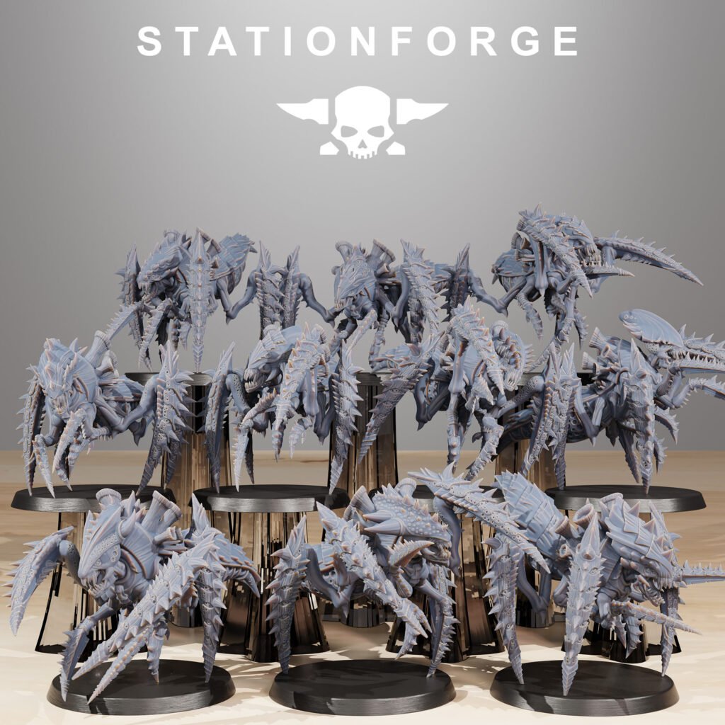 Bio Swarm Crawlers (10 Units), proxy miniature, squad, 28mm heroic scale unpainted resin