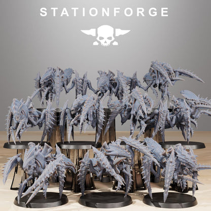 Bio Swarm Crawlers (10 Units), proxy miniature, squad, 28mm heroic scale unpainted resin