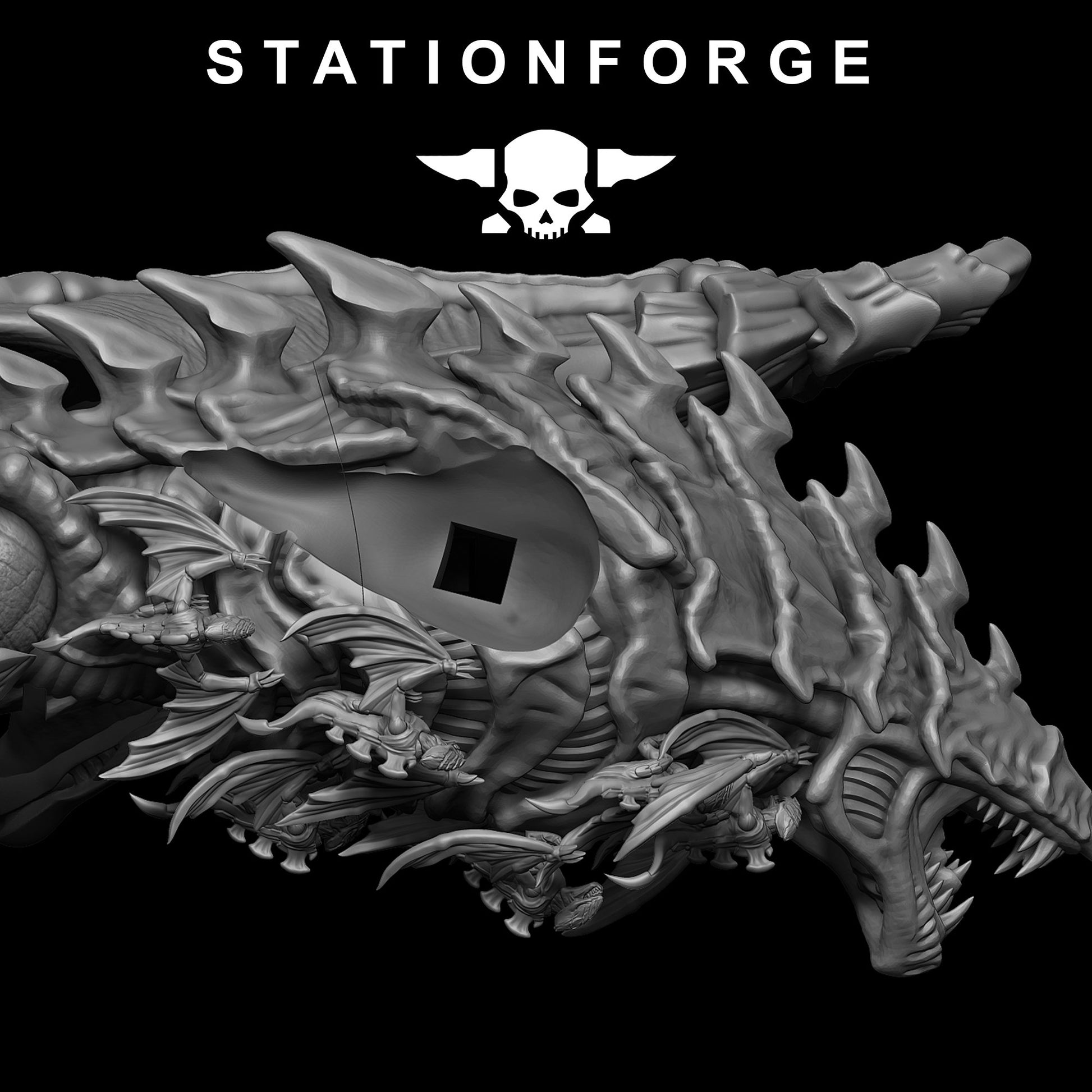 Bio Swarm Dragon, proxy miniature, monster, 28mm heroic scale unpainted resin, view 7