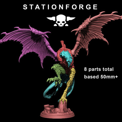 Bio Swarm Flyer Leader, proxy miniature, character, 28mm heroic scale unpainted resin, view 5